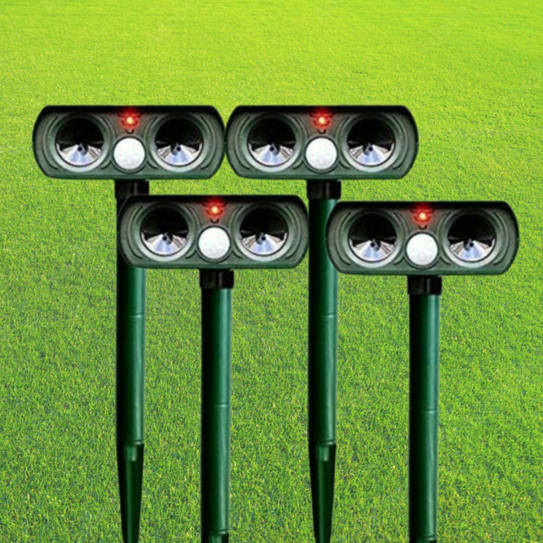 Solar-powered ultrasonic animal pest repeller