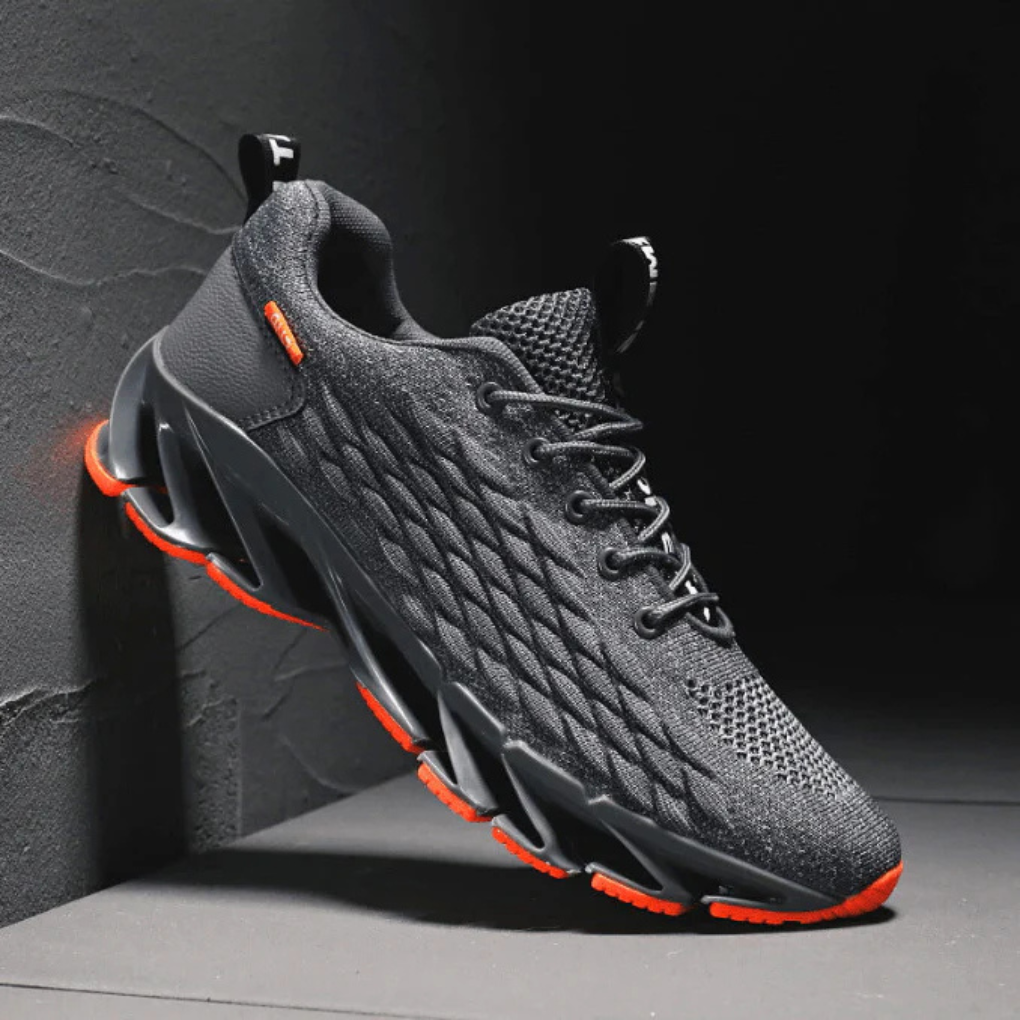 Knit running sneakers with grip sole