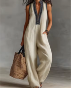 Urban Chic – White Jumpsuit for Women with High Neck & Zip Closure