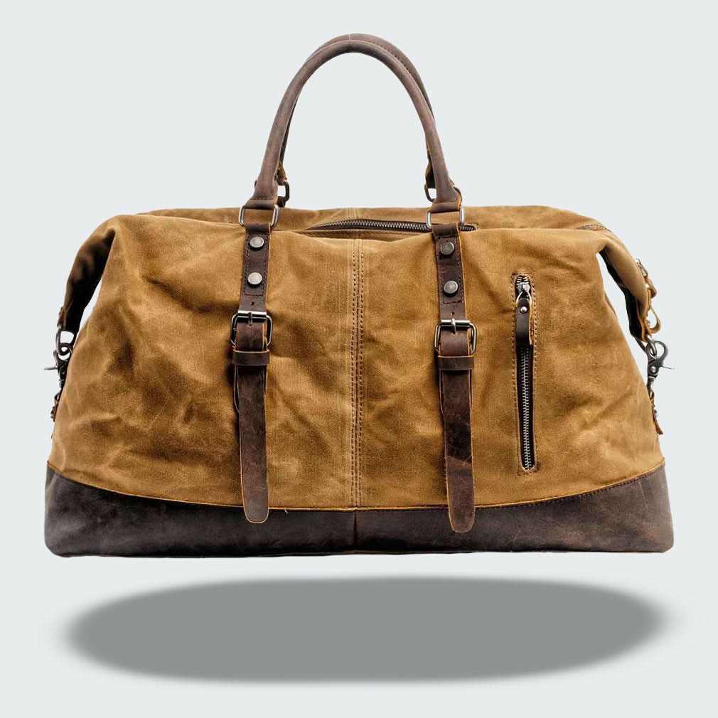 Valour | Leather Duffle Bag with Rugged Batik Canvas & Adjustable Strap | 35L Capacity for Travel Convenience