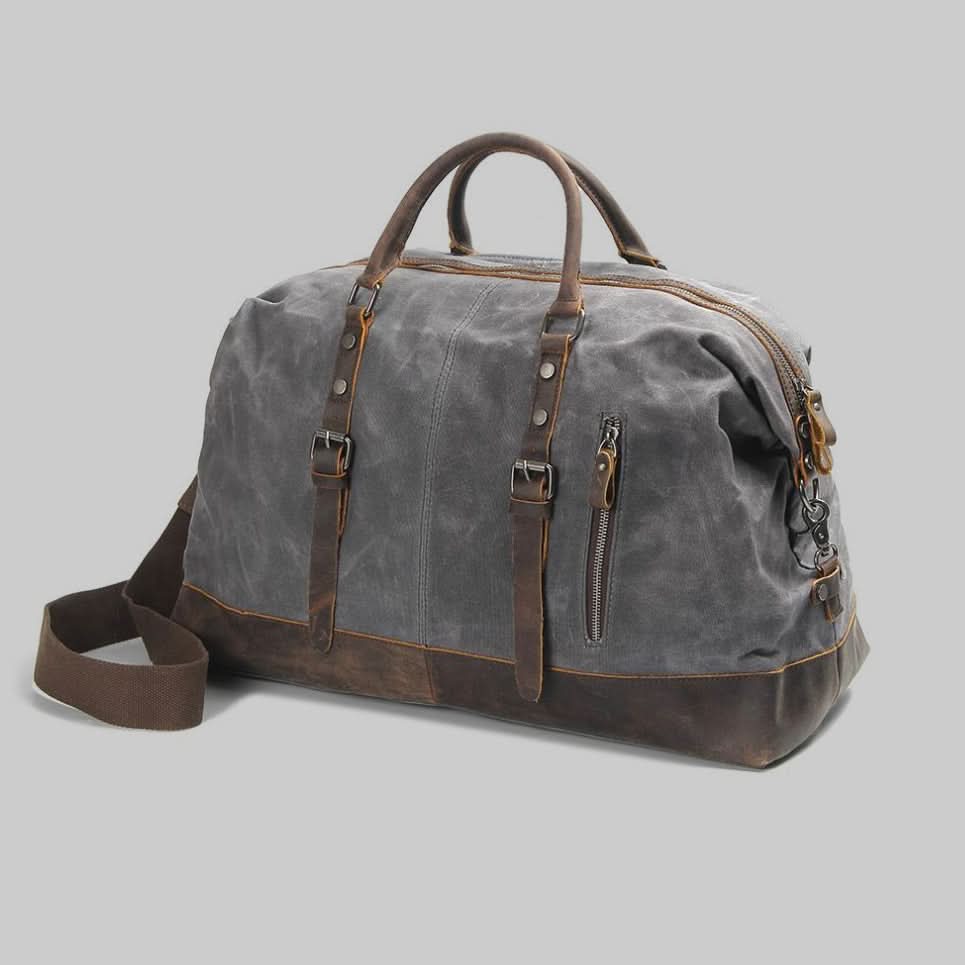 Valour | Leather Duffle Bag with Rugged Batik Canvas & Adjustable Strap | 35L Capacity for Travel Convenience