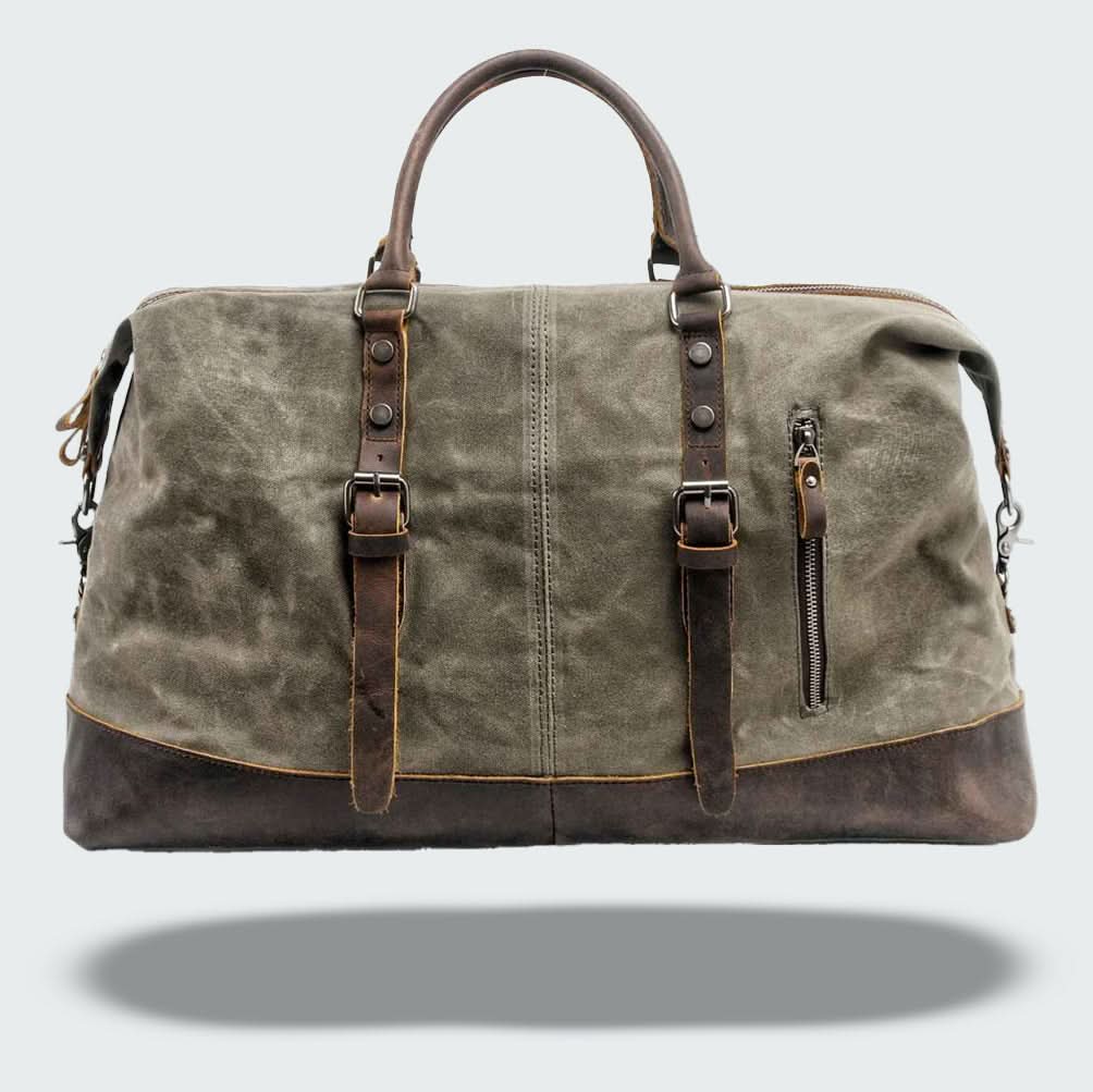 Valour | Leather Duffle Bag with Rugged Batik Canvas & Adjustable Strap | 35L Capacity for Travel Convenience