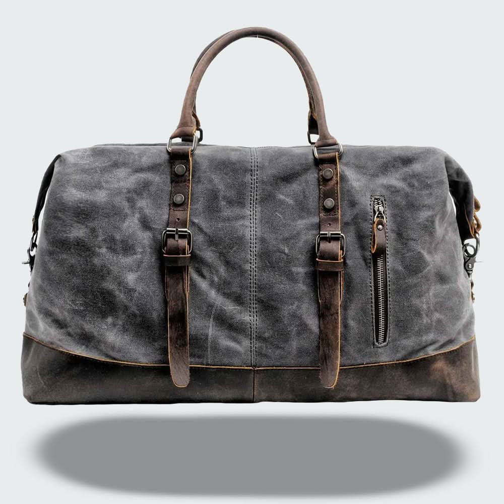Valour | Leather Duffle Bag with Rugged Batik Canvas & Adjustable Strap | 35L Capacity for Travel Convenience