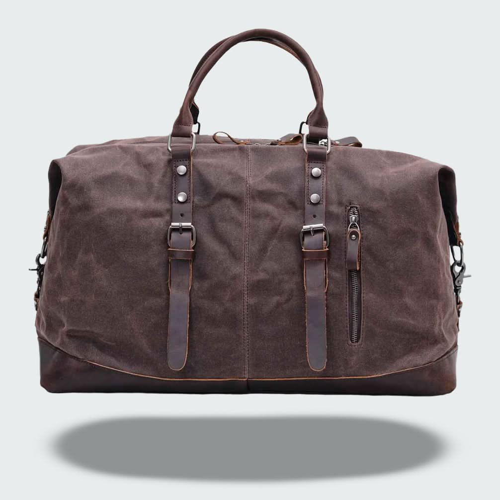 Valour | Leather Duffle Bag with Rugged Batik Canvas & Adjustable Strap | 35L Capacity for Travel Convenience