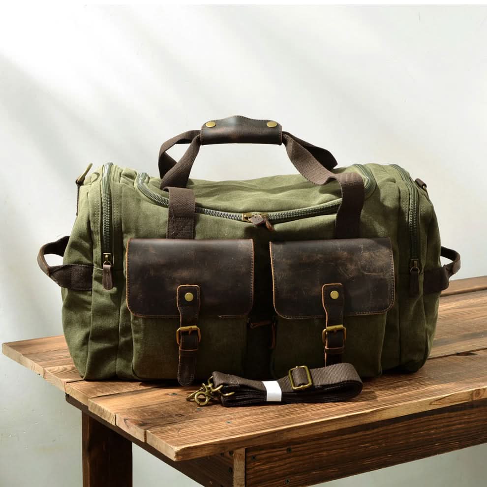 Vanguard | Leather Duffle Bag with 36.5L Capacity & Organized Storage | Durable Waxed Canvas for Stylish Travel