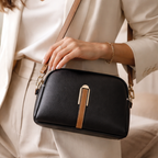 Vegan Leather Crossbody Bag with Adjustable Strap & Gold-Tone Hardware | Compact Design for Everyday Use