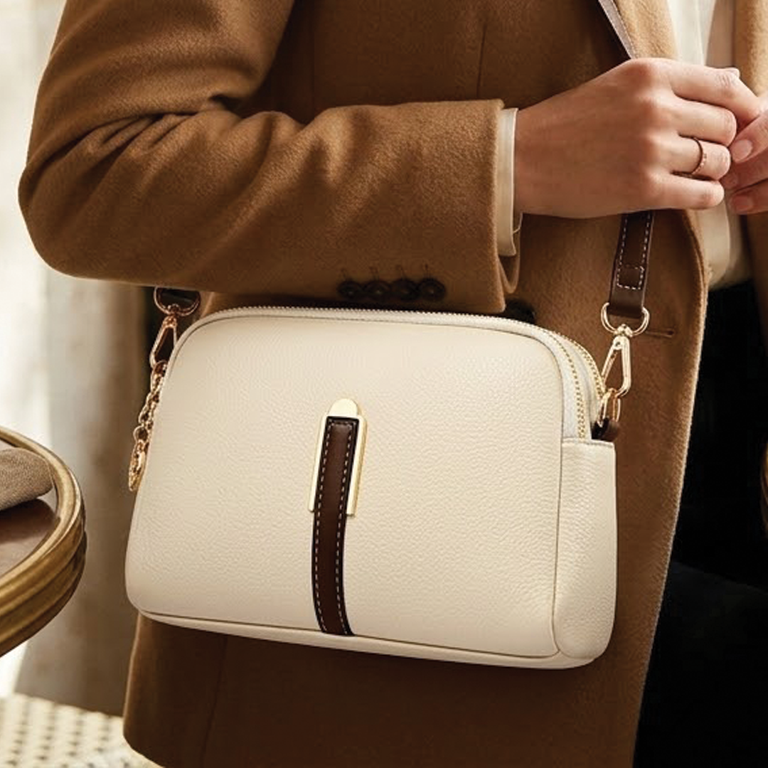 Vegan Leather Crossbody Bag with Adjustable Strap & Gold-Tone Hardware | Compact Design for Everyday Use