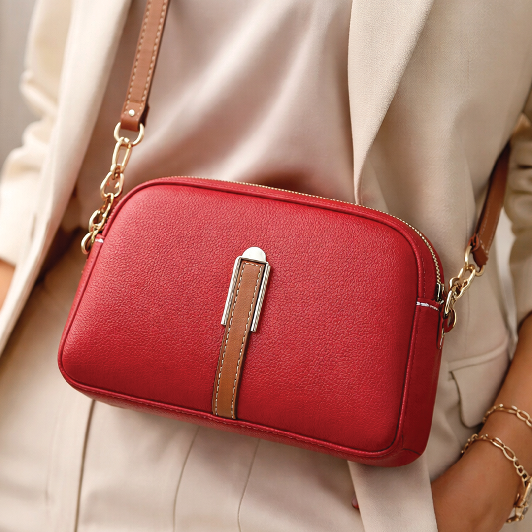 Vegan Leather Crossbody Bag with Adjustable Strap & Gold-Tone Hardware | Compact Design for Everyday Use