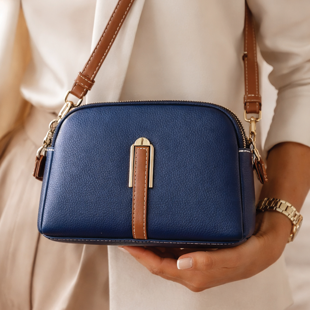 Vegan Leather Crossbody Bag with Adjustable Strap & Gold-Tone Hardware | Compact Design for Everyday Use