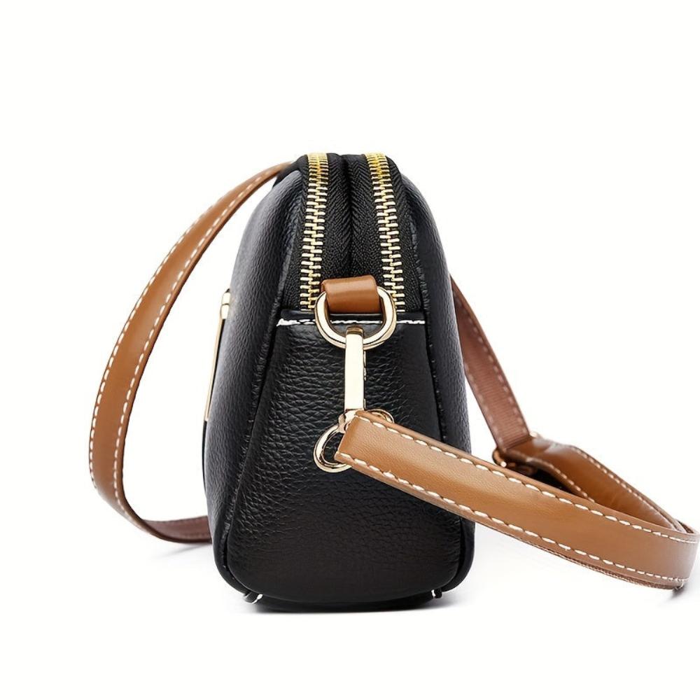Vegan Leather Crossbody Bag with Adjustable Strap & Gold-Tone Hardware | Compact Design for Everyday Use