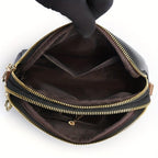 Vegan Leather Crossbody Bag with Adjustable Strap & Gold-Tone Hardware | Compact Design for Everyday Use