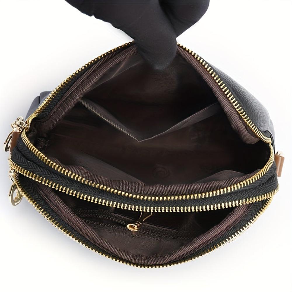 Vegan Leather Crossbody Bag with Adjustable Strap & Gold-Tone Hardware | Compact Design for Everyday Use