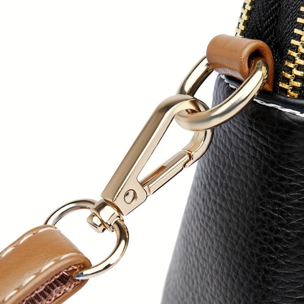 Vegan Leather Crossbody Bag with Adjustable Strap & Gold-Tone Hardware | Compact Design for Everyday Use