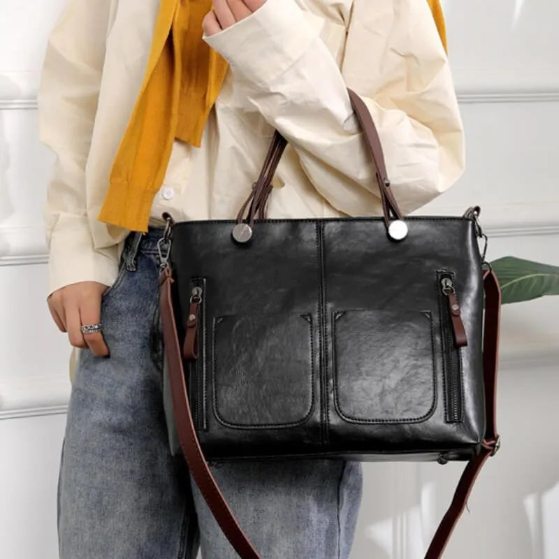 Vegan Leather Tote Bag with Structured Design | Stylish Handbag for Everyday Use