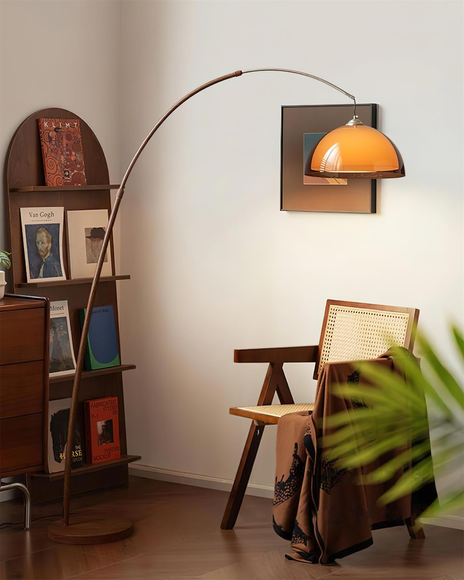 Arc Floor Lamp — Warm Dome Shade