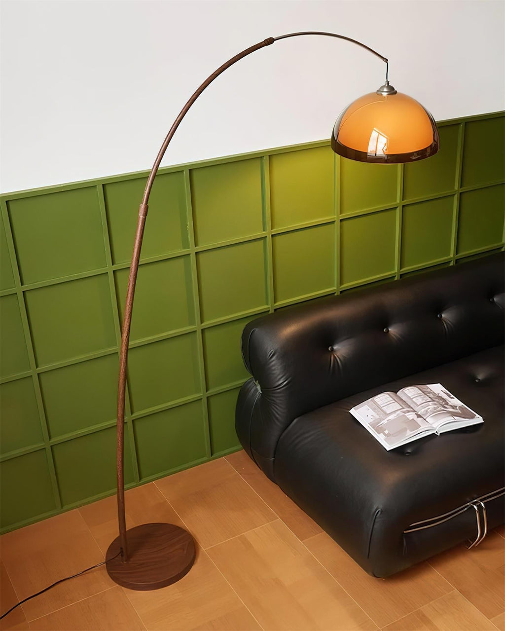 Arc Floor Lamp — Warm Dome Shade