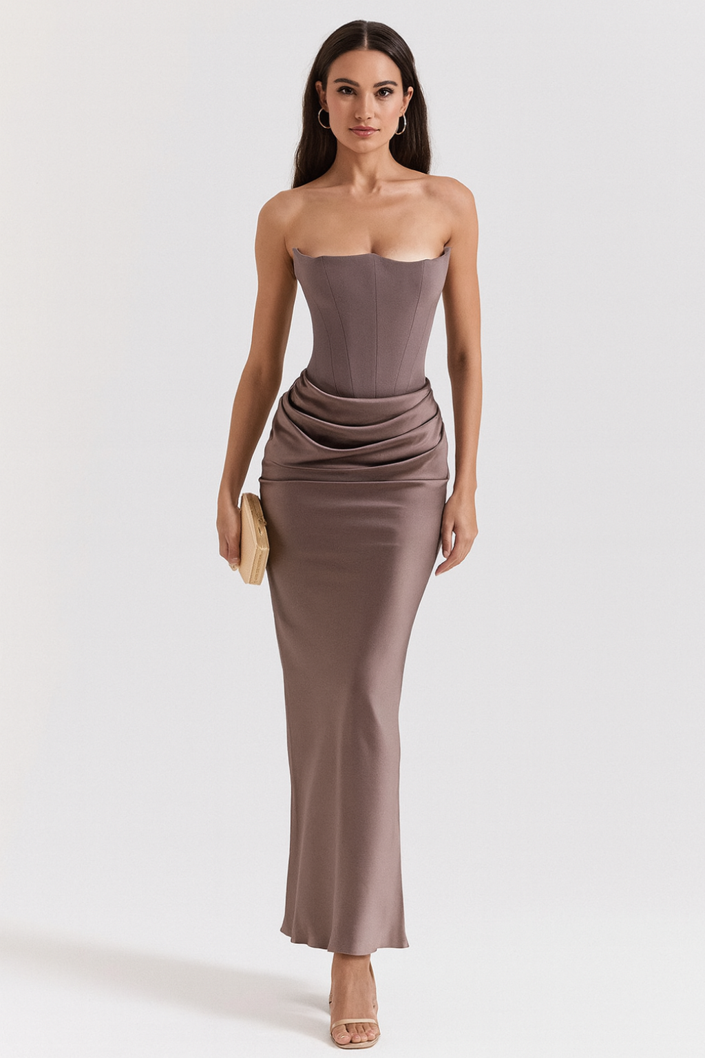 White Maxi Dress with Strapless Neckline – Elegant Long Dress for...
