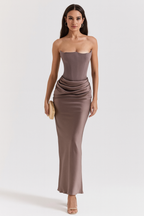 White Maxi Dress with Strapless Neckline – Elegant Long Dress for...