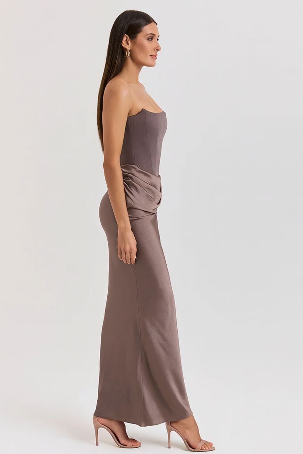 White Maxi Dress with Strapless Neckline – Elegant Long Dress for...
