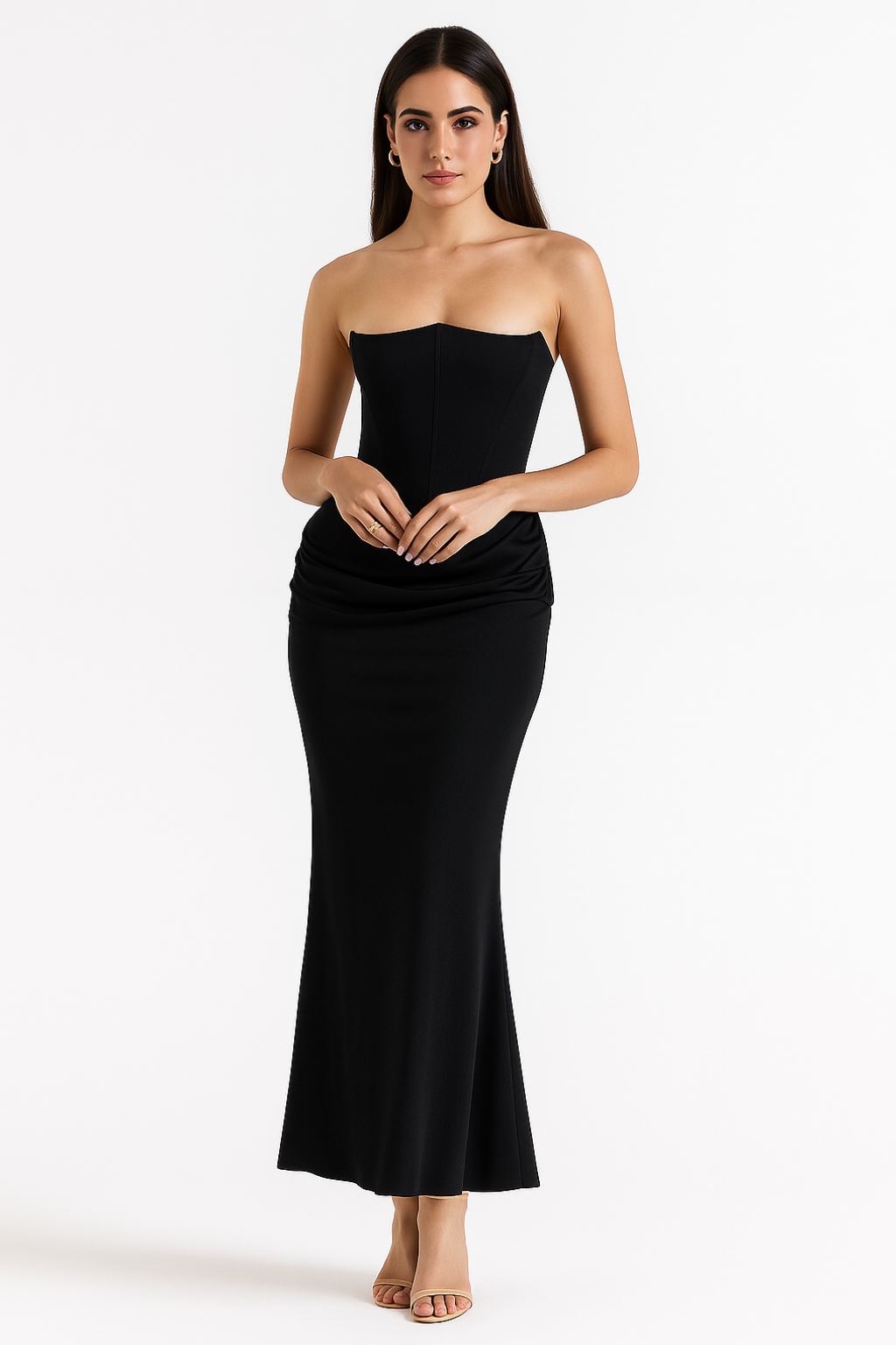 White Maxi Dress with Strapless Neckline – Elegant Long Dress for...