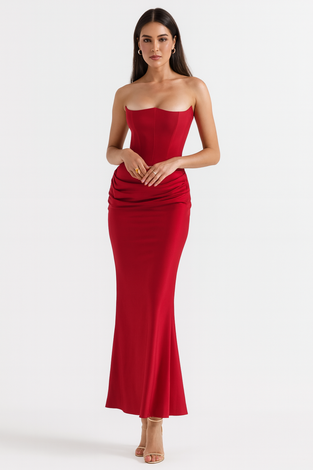 White Maxi Dress with Strapless Neckline – Elegant Long Dress for...