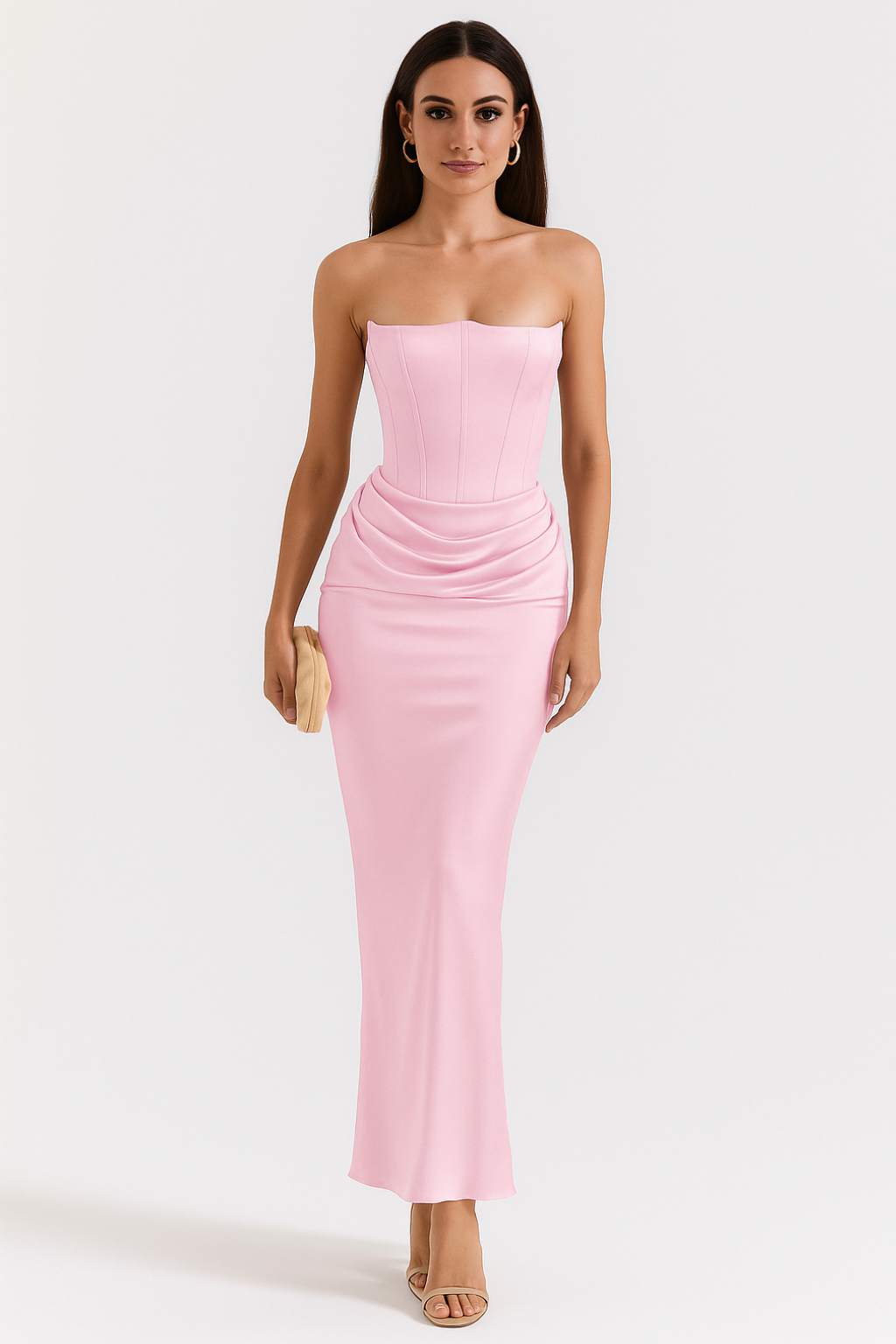 White Maxi Dress with Strapless Neckline – Elegant Long Dress for...