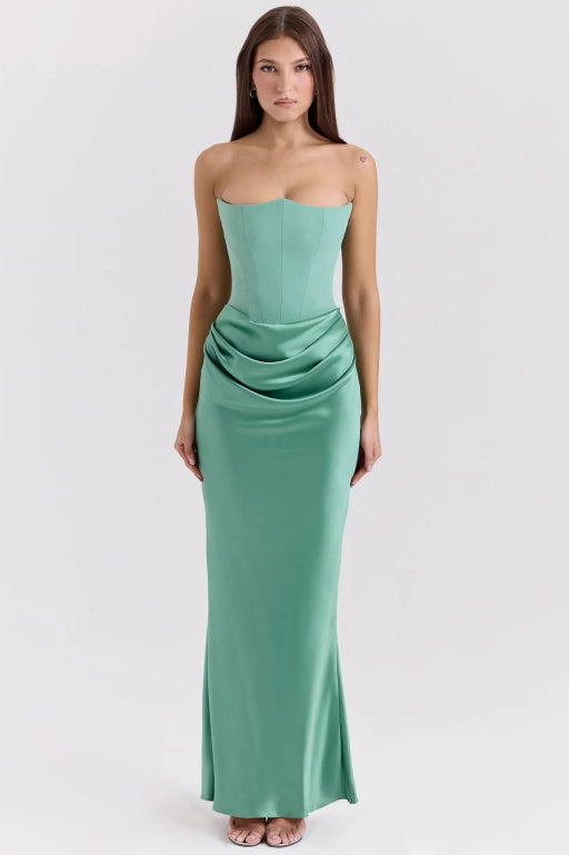 White Maxi Dress with Strapless Neckline – Elegant Long Dress for...