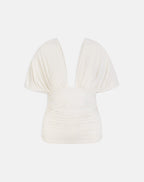 Vernia Collection | Women's Top with Plunge V-Neck & Batwing Sleeves | Stylish Blouse for Effortless Elegance