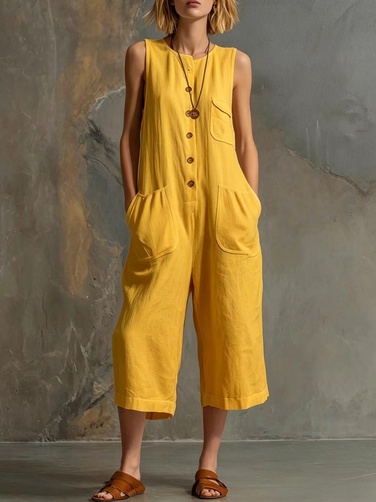 Vintage-Inspired | Women's Wide-Leg Jumpsuit with Sleeveless Design | Chic Retro Style for Effortless Fashion
