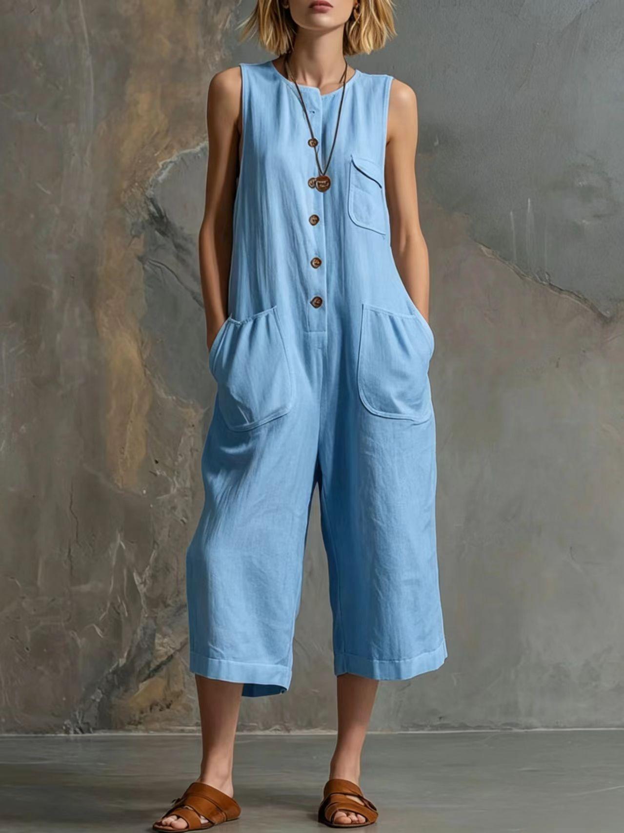 Vintage-Inspired | Women's Wide-Leg Jumpsuit with Sleeveless Design | Chic Retro Style for Effortless Fashion