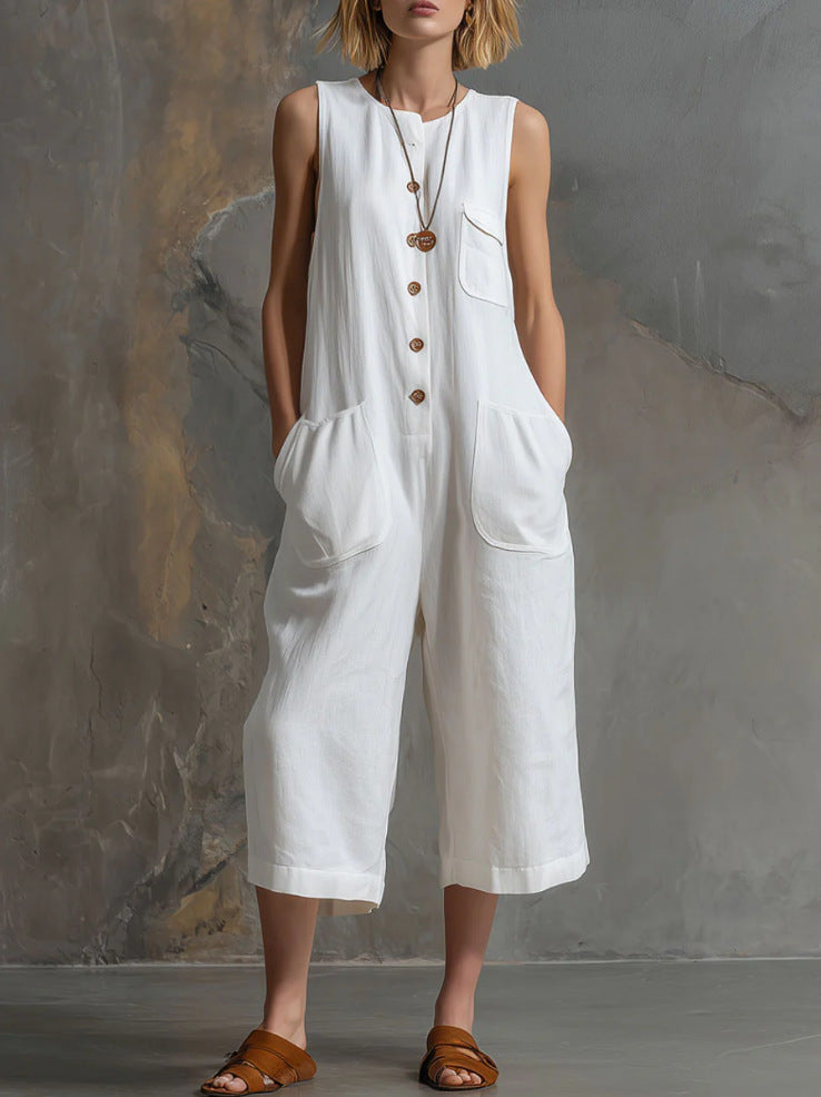 Vintage-Inspired | Women's Wide-Leg Jumpsuit with Sleeveless Design | Chic Retro Style for Effortless Fashion