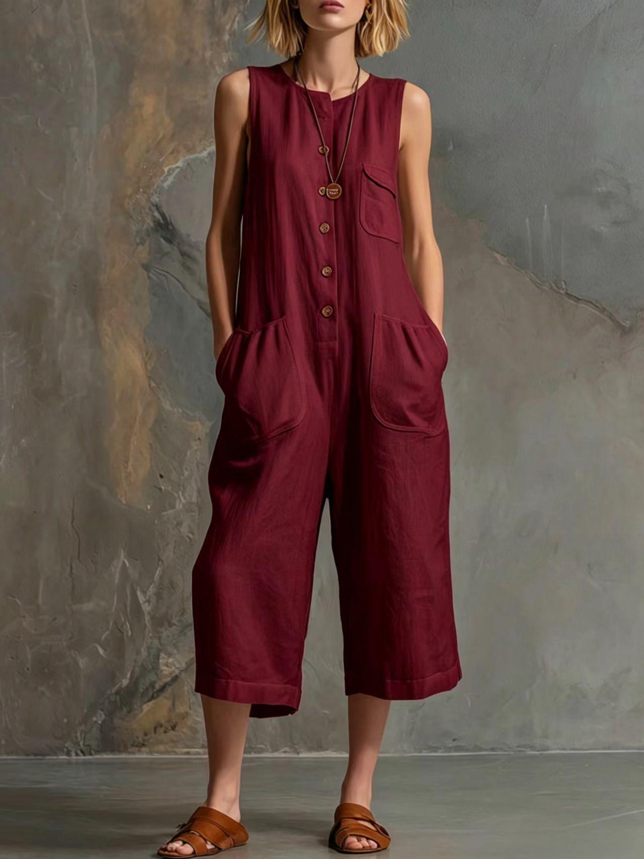 Vintage-Inspired | Women's Wide-Leg Jumpsuit with Sleeveless Design | Chic Retro Style for Effortless Fashion