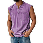 Vintage Collection | Men's Tank Top with Classic Henley Design | Soft Cotton Casual Shirt for Comfortable Summer Wear