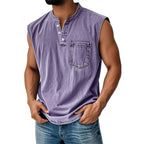 Vintage Collection | Men's Tank Top with Classic Henley Design | Soft Cotton Casual Shirt for Comfortable Summer Wear