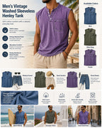 Vintage Collection | Men's Tank Top with Classic Henley Design | Soft Cotton Casual Shirt for Comfortable Summer Wear