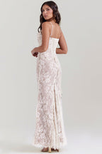Vintage Elegance – Floral Maxi Dress with Lace Details – Timeless...
