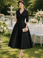 Satin Draped-Collar Dress — Elegant Formal
