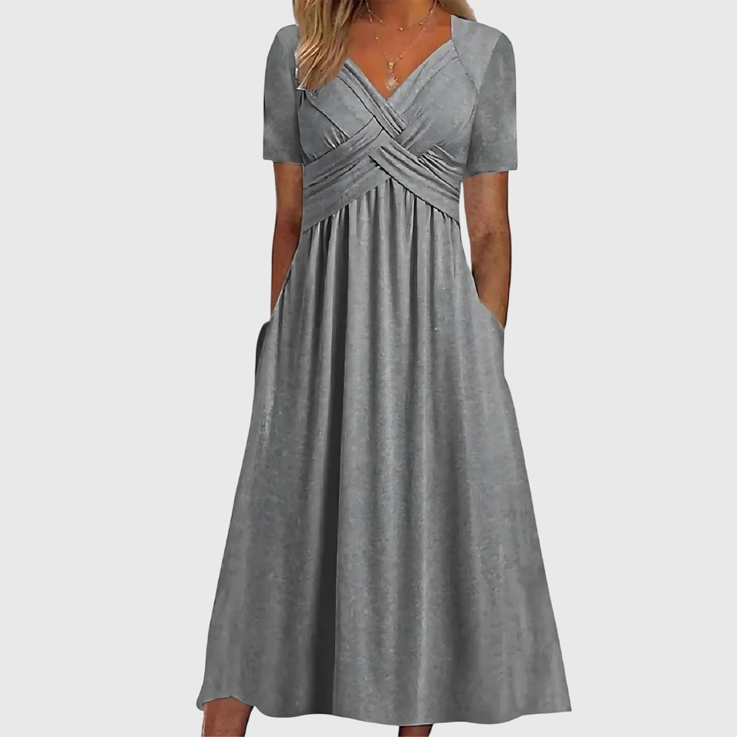 Viola Collection | White Midi Dress with Tummy Control & A-Line Design | Elegant Style for Any Occasion