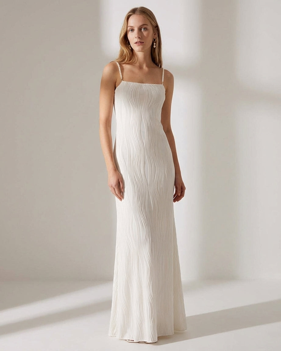 Vivienne Cord | Water Ripple Cami Dress White