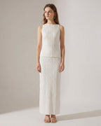 Vivienne Cord | Water Ripple Cami Dress White