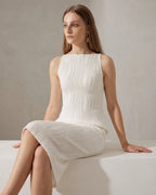 Vivienne Cord | Water Ripple Cami Dress White