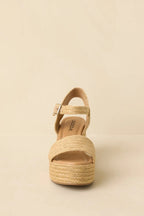 Women's Walking On Sunshine Natural Raffia Block Heel Platform Sandals | Heel measures 3.5" 4