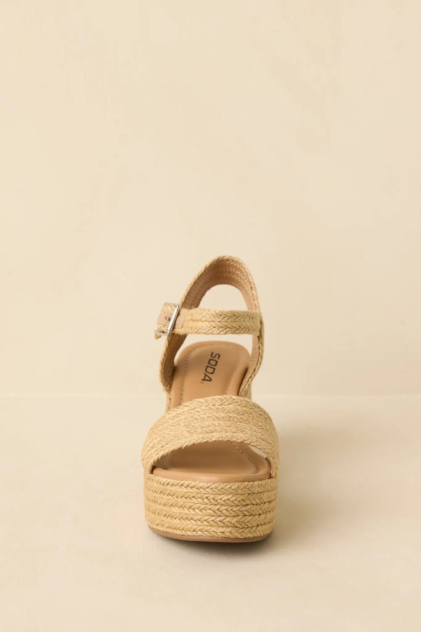 Women's Walking On Sunshine Natural Raffia Block Heel Platform Sandals | Heel measures 3.5" 4