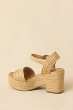 Women's Walking On Sunshine Natural Raffia Block Heel Platform Sandals | Heel measures 3.5" 5