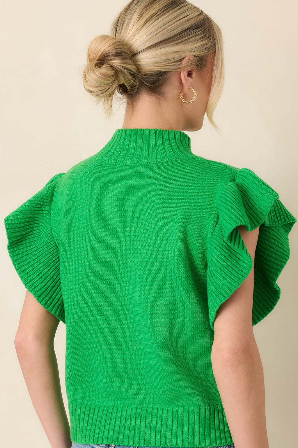 Women's Watch Her Work Kelly Green Knit Flutter Sleeve Top | 60% Cotton & 40% Acrylic 7