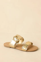 Women's Waves Of My Heart Gold Crocodile Sandals | All Man Made Materials 2