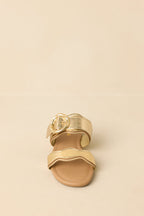 Women's Waves Of My Heart Gold Crocodile Sandals | All Man Made Materials 3