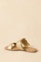 Women's Waves Of My Heart Gold Crocodile Sandals | All Man Made Materials 4