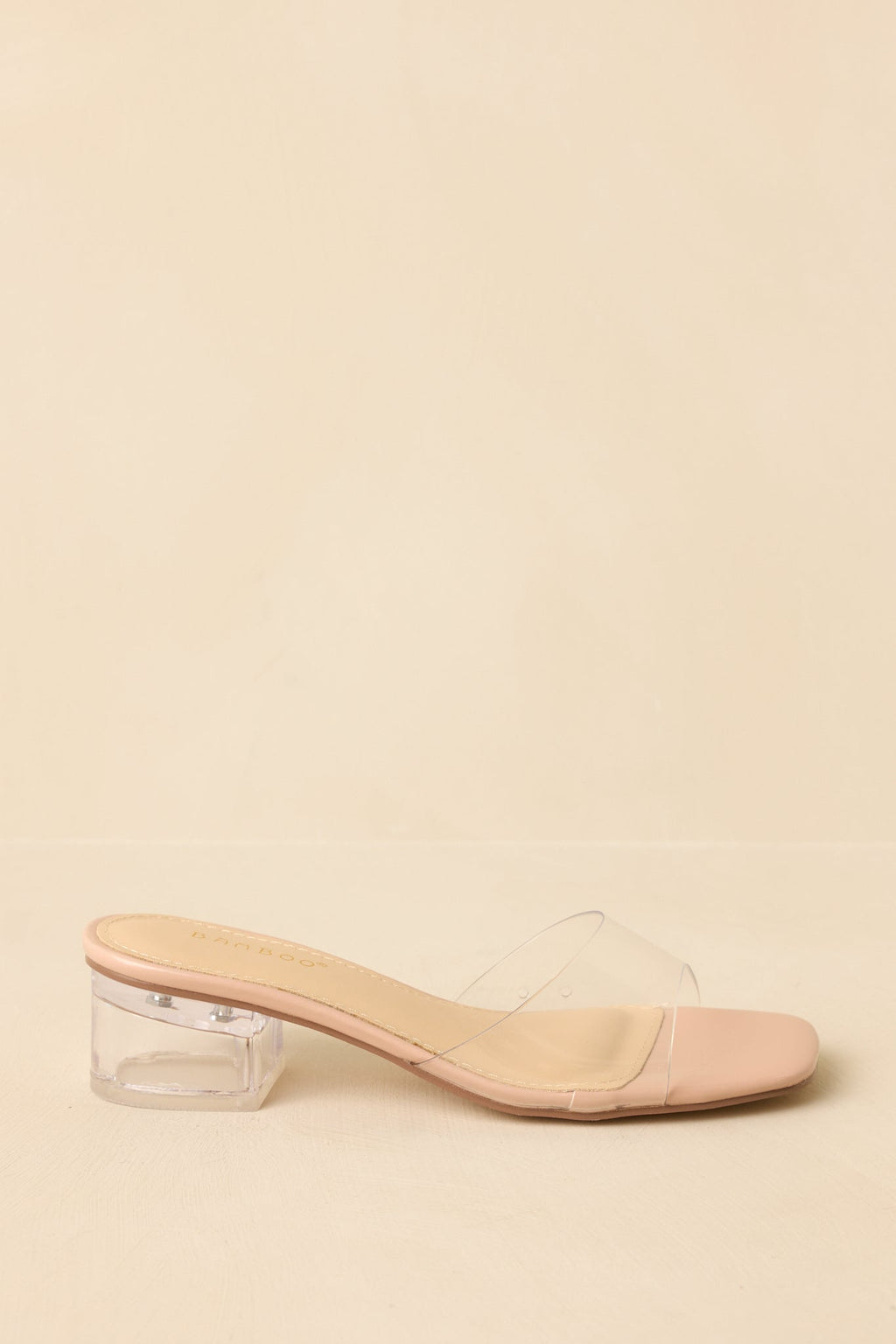 Women's Where I Stand Beige Clear Low Block Heels | Heel measures 1.75" 2