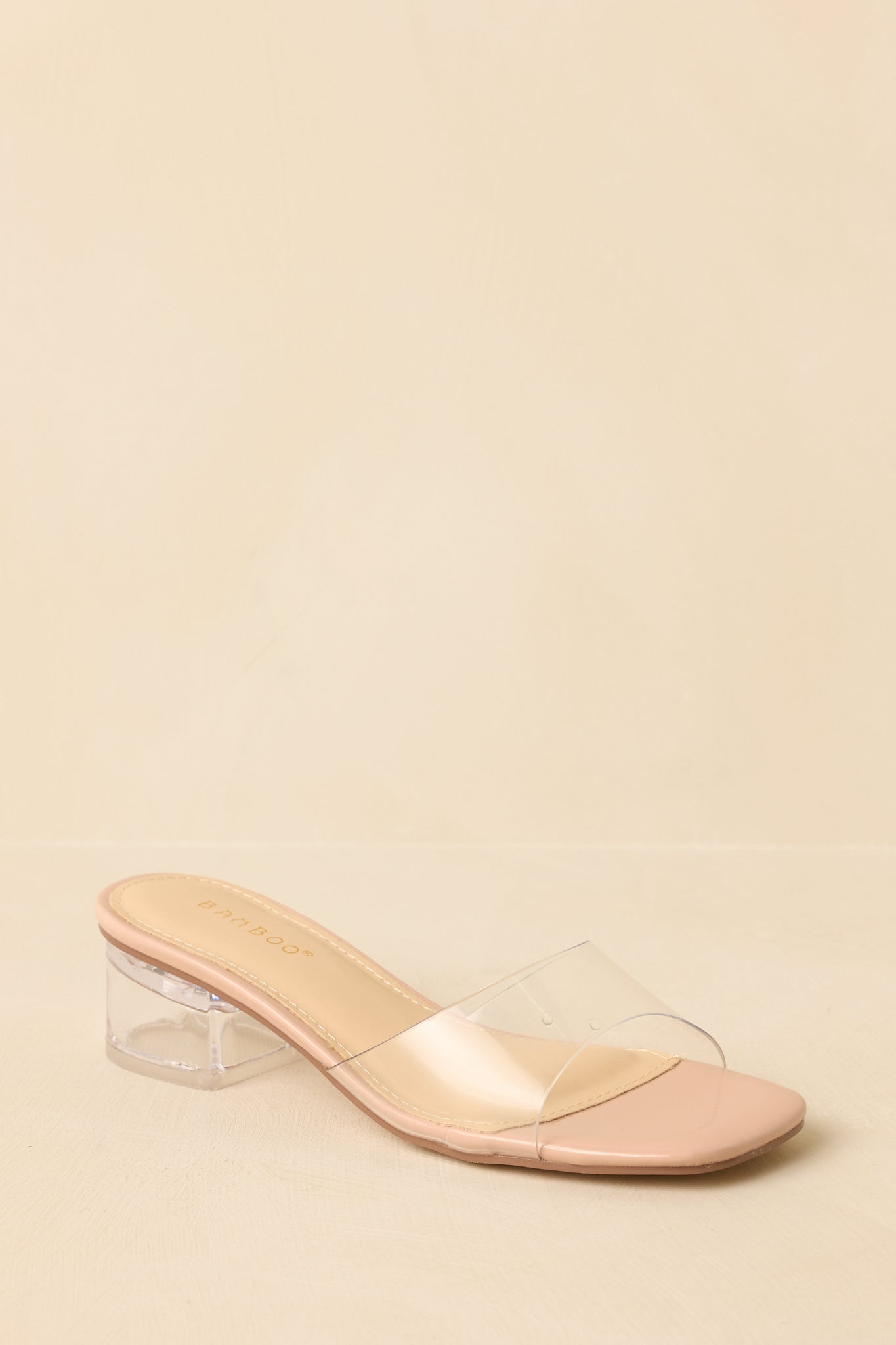 Women's Where I Stand Beige Clear Low Block Heels | Heel measures 1.75" 3